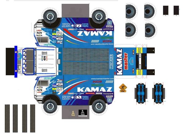 Развёртки машин из бумаги КАМАЗ
