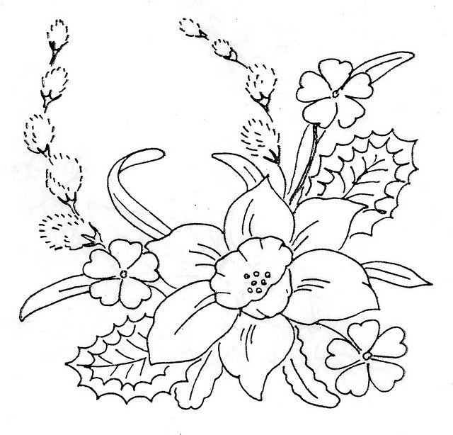 Цветочный орнамент для вышивки гладью