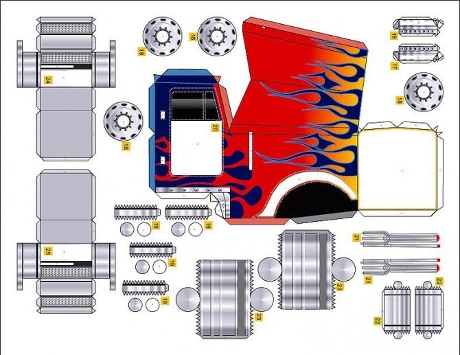 КАМАЗ 6520 самосвал из бумаги