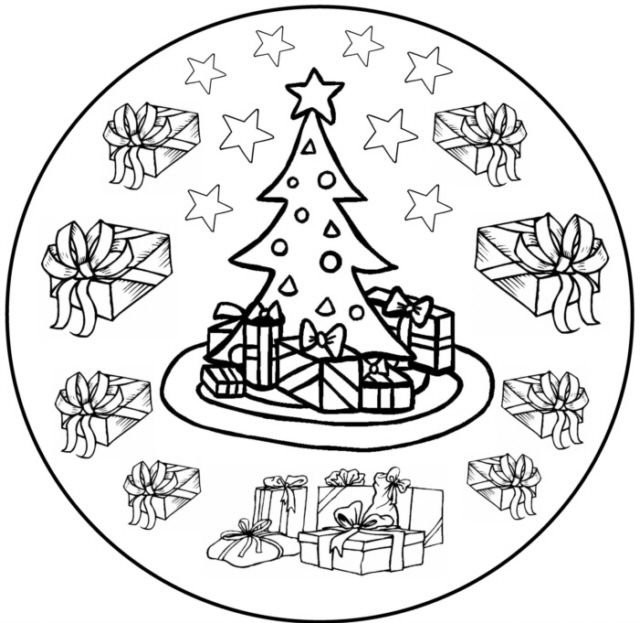 Раскраска Мандала новый год