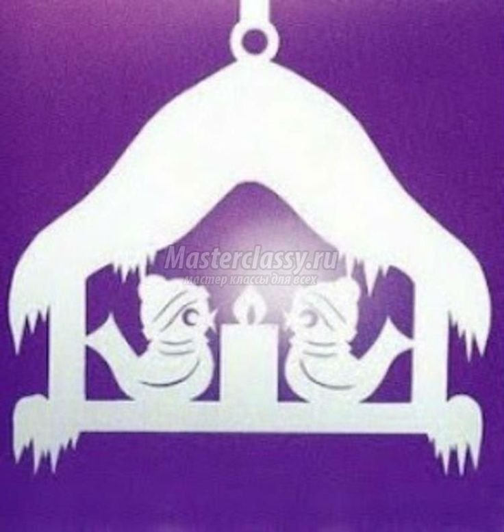 Вытынанка кормушка с птицами