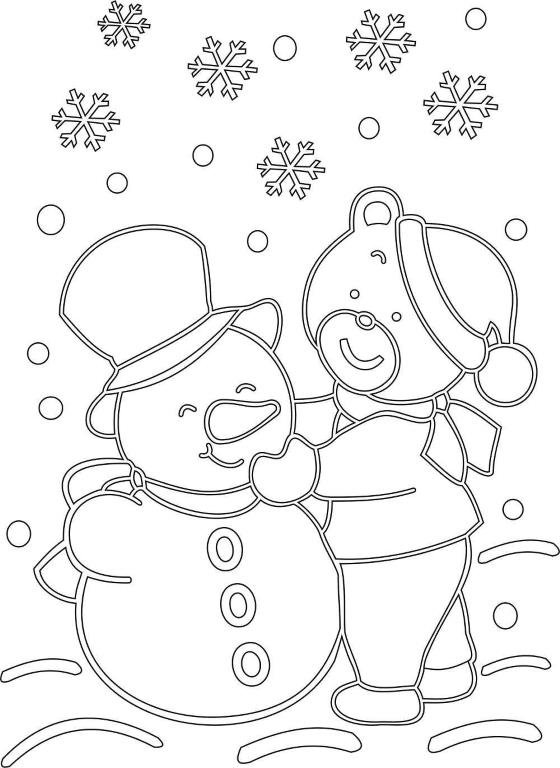 Снеговик трафарет