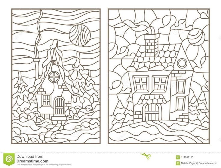 Трафареты для витража пейзажи