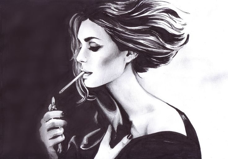 Девушка с сигаретой рисунок