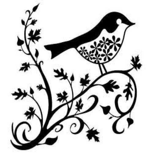 Вытынанка птички на ветке