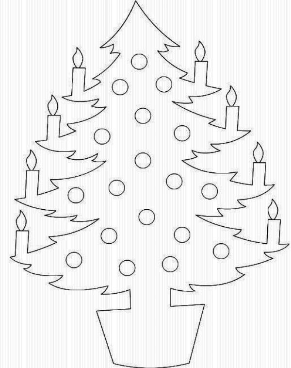 Трафарет елки для вырезания на окно