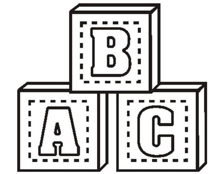 Кубики с буквами черно белая
