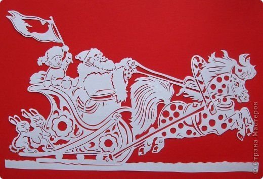 Вытынанка тройка лошадей