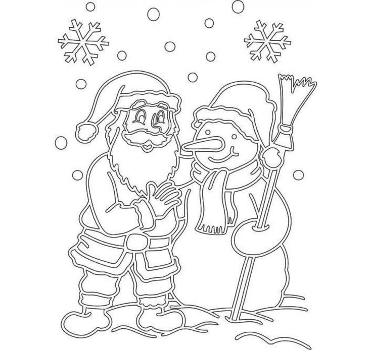 Трафарет Деда Мороза на окно