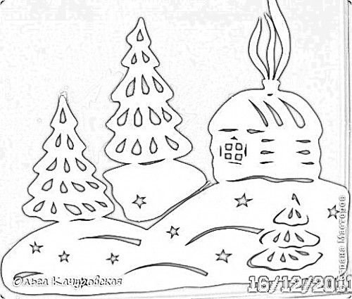 Вытынанки домики новогодние