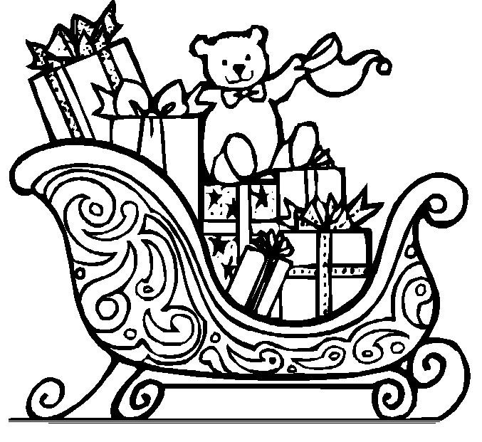 Новогодние сани раскраска