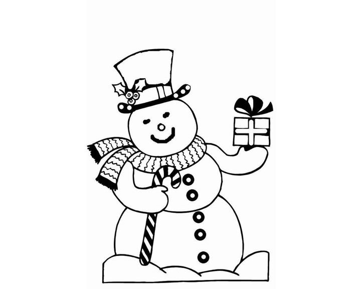 Снеговик трафарет