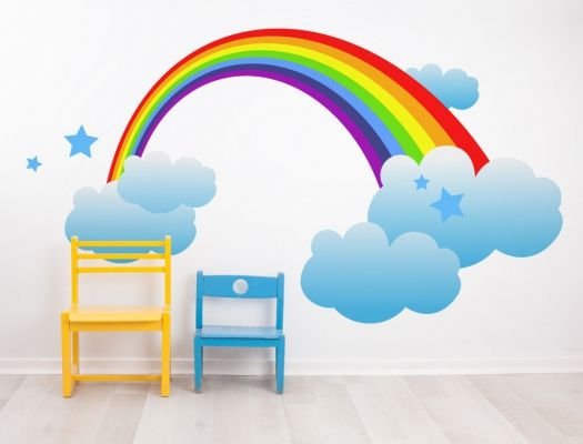 Рисунок радуги на стене
