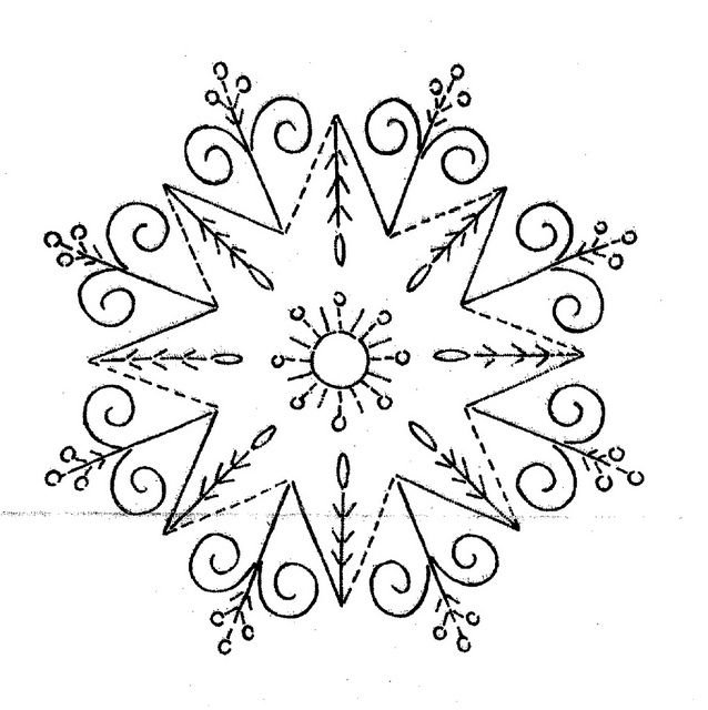 Снежинка для вышивки трафарет