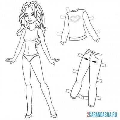 Кукла Одевалка раскраска