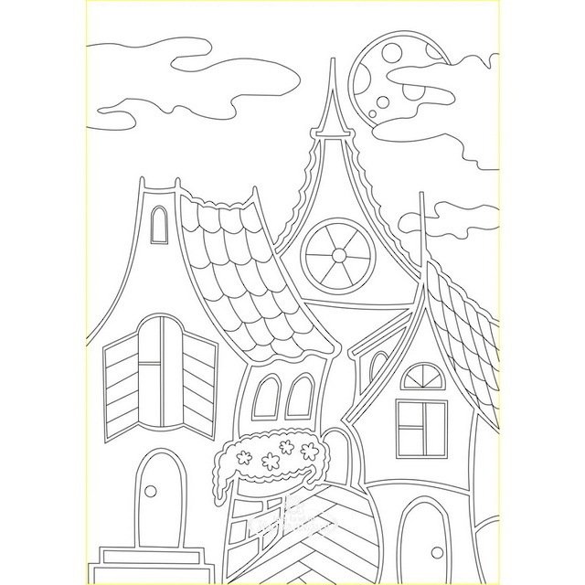 Раскраска витраж домик