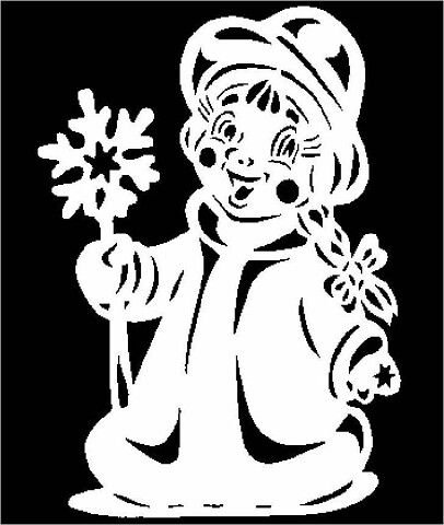 Трафареты на окна к новому году Снегурочка