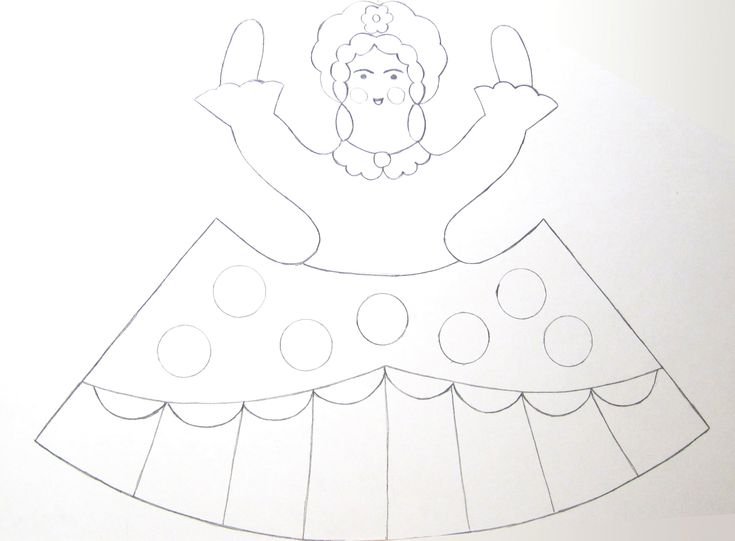 Дымковская барышня трафарет