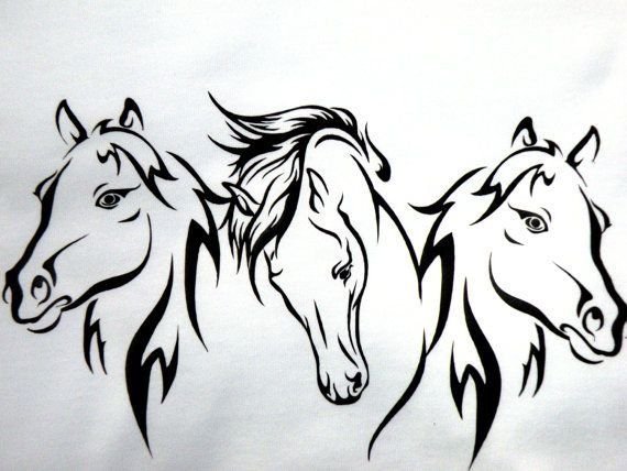 Чёрно-белые рисунки лошадей