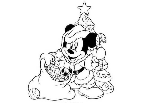 Микки и Минни раскраска новый год