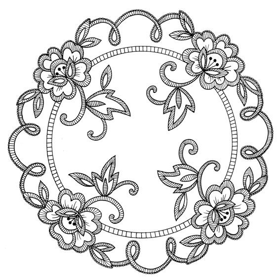 Вышивка Ришелье бабочка