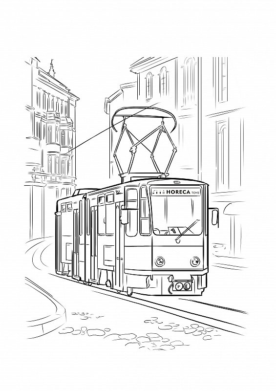 Трамвай раскраска