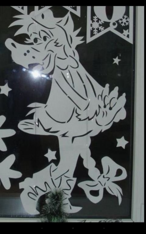 Ну погоди украшение на окно НГ