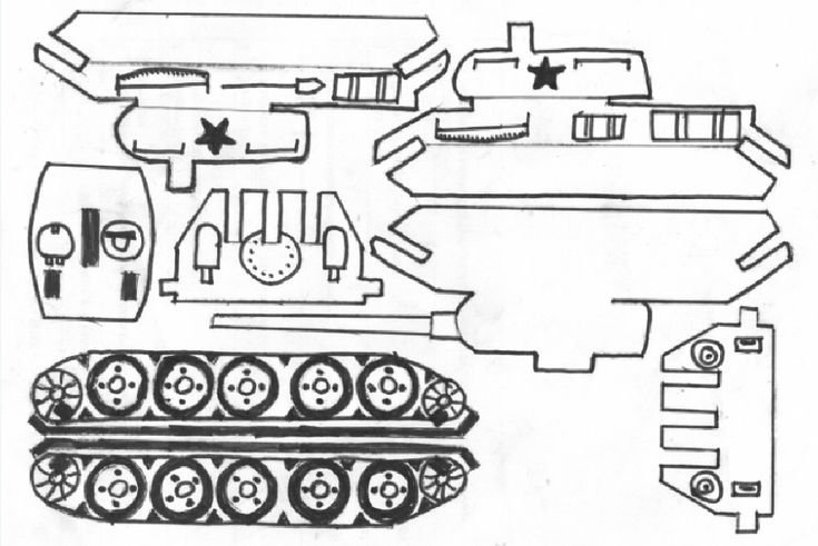 Конструктор танка т-34 чертежи для выпиливания