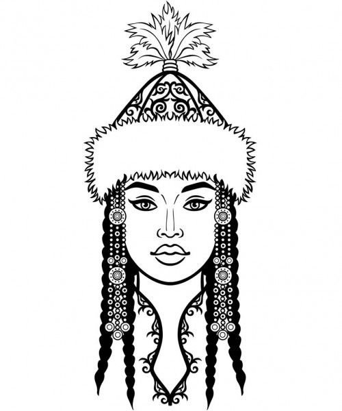 Казахский головной убор раскраска