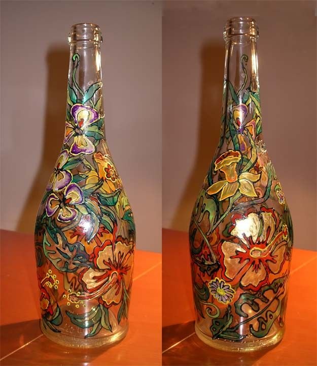 Роспись стеклянных бутылок