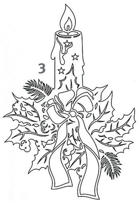 Трафарет свеча Новогодняя