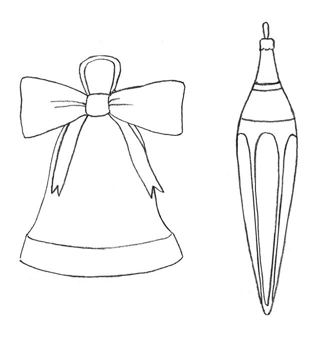 Новогодние игрушки карандашом
