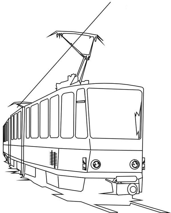 Трамвай раскраска для детей