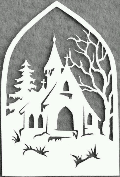 Вытынанка домики зимние