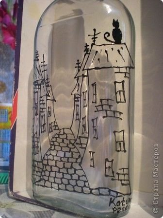 Роспись бутылок витражными красками