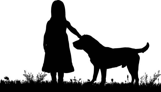 Девушка с собакой силуэт