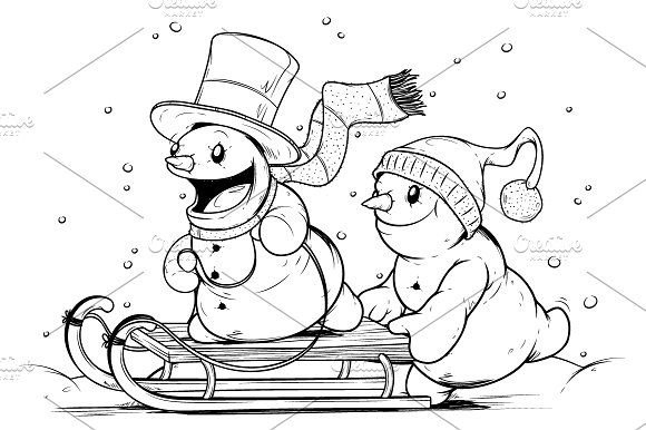 Снеговик на санях