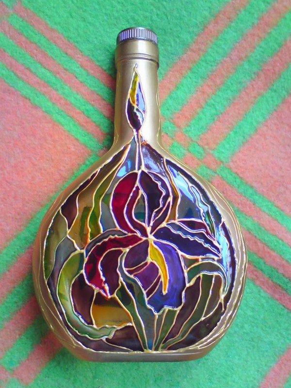 Роспись витражом бутылка