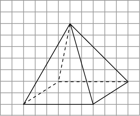 Правильная четырехугольная Призма на клетчатой бумаге