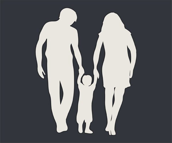 Трафарет семья силуэт для вырезания