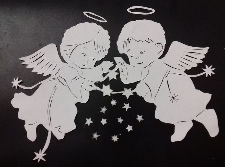 Вырезки на окна ангелочки