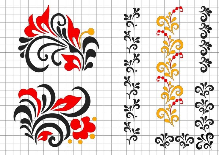 Элементы хохломской росписи трафареты
