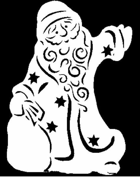 Дед Мороз трафарет на окно для вырезания