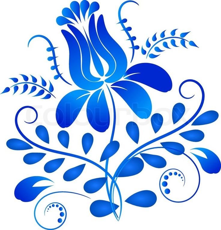 Растительный орнамент гжельской росписи