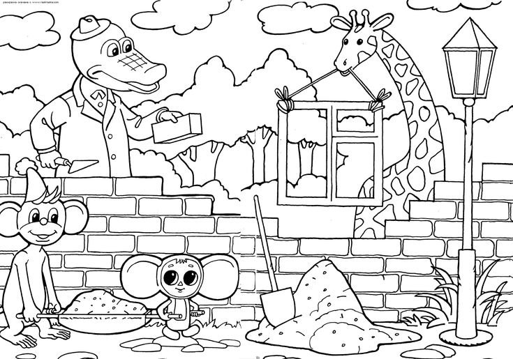 Раскраски Чебурашка и крокодил Гена