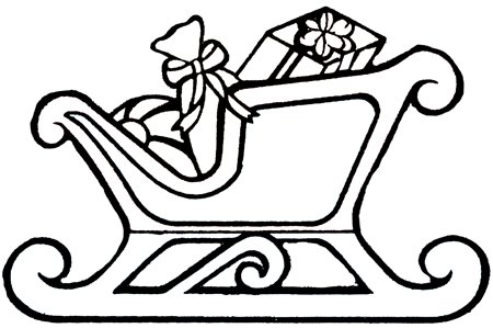Санки с подарками раскраска