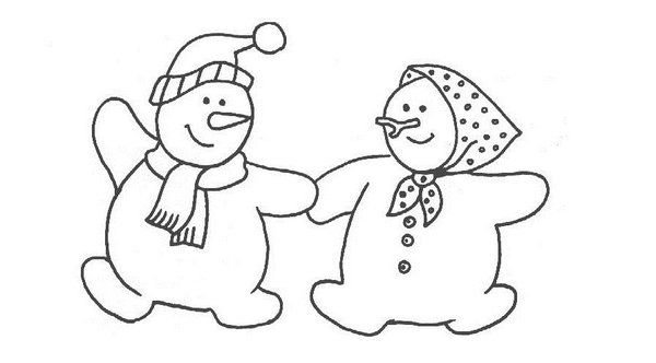 Снеговик раскраска для детей 3-4 лет