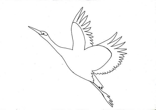 Белый журавль трафарет