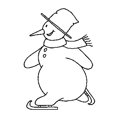 Снеговик на коньках трафарет