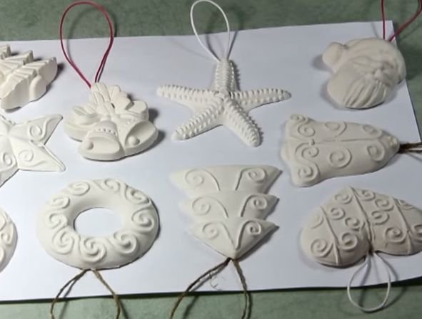 Елочные игрушки из гипса